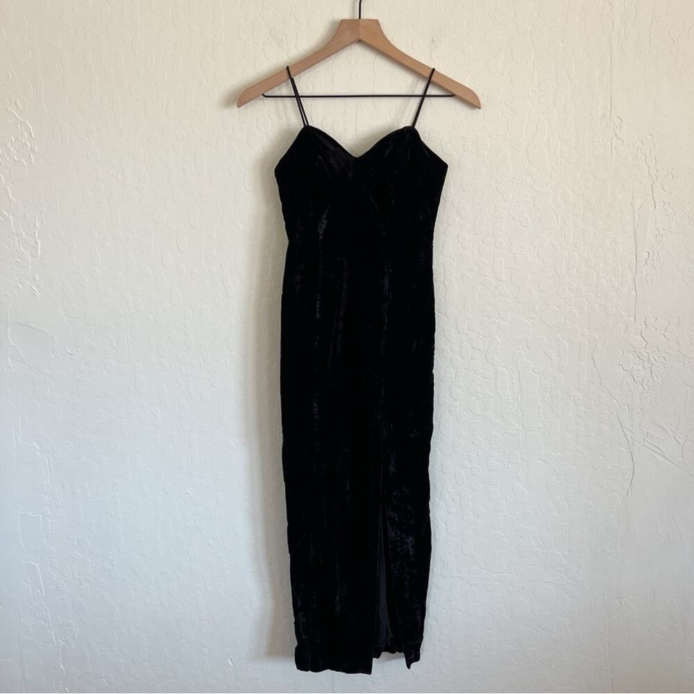 Vintage 90s Karen Lucas for Niki Crushed Velvet Sweetheart Formal Dress 2 Black